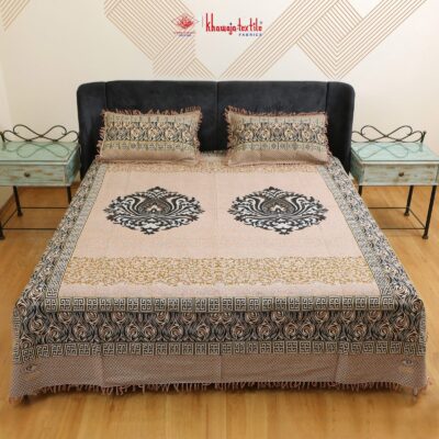 King Size Multani Bedsheet Khawaja Textile Laser 3b – King, Light Brown thumbnail