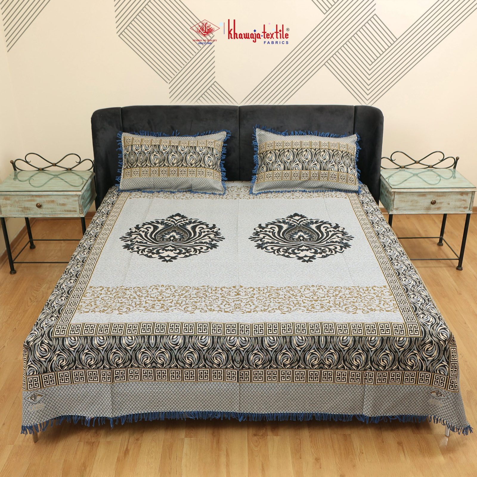 King Size Multani Bedsheet Khawaja Textile Laser 3b – King, Light Grey