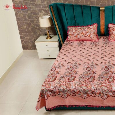 King Size Multani Bedsheet Set Sheesha – Pink, King thumbnail