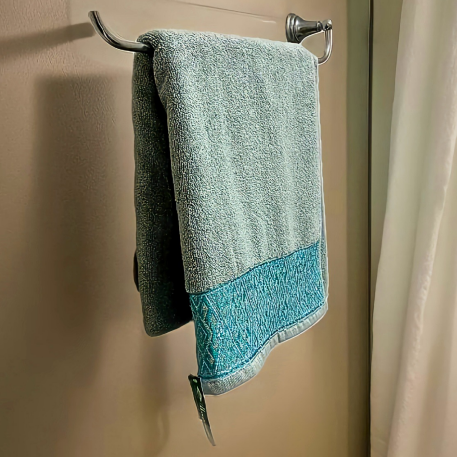 a towel on a rack 600 gsm towel bath towel