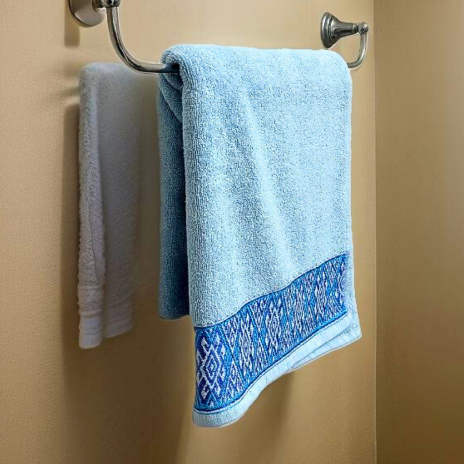 a towel from a rack bath towel sky blue towel 600 gsm towel