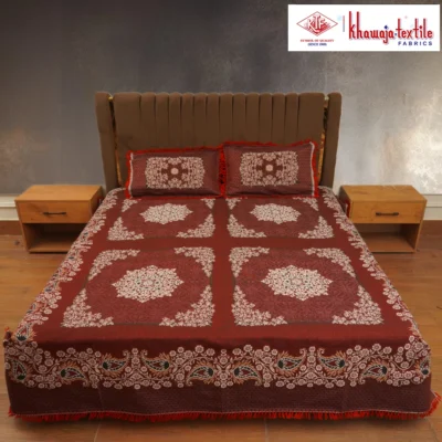 King Size Multani Bedsheet Khawaja Designers New Special – King, Maroon thumbnail