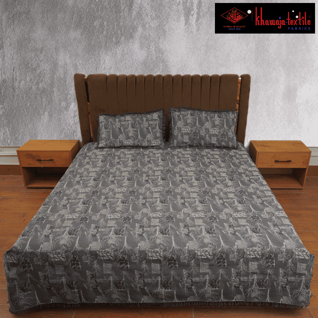 King Size Multani Bedsheet Khawaja New elegant – King, Coal Grey